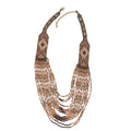 Beige and Brown Seed Beads Multi Layered Twisted Neclace - Sticky add to cart bar