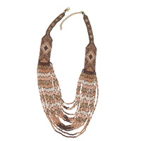 Beige and Brown Seed Beads Multi Layered Twisted Neclace