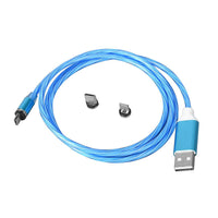 Blue 3 in 1 Magnetic USB Cable with Flowing LED light