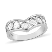 Artisan Crafted Polki Diamond Ring in Platinum Over Sterling Silver 0.50 ctw