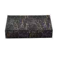 Black Marble pattern Faux Leather Ring Box (11.4"x7.28"x2.2") with with Anti Tarnish Lining (8 Necklace Hooks & Hold up to Approx 90-100 Rings)