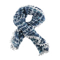 Multi Color Geo Print Scarf with Pom Pom Trim - Sticky add to cart bar