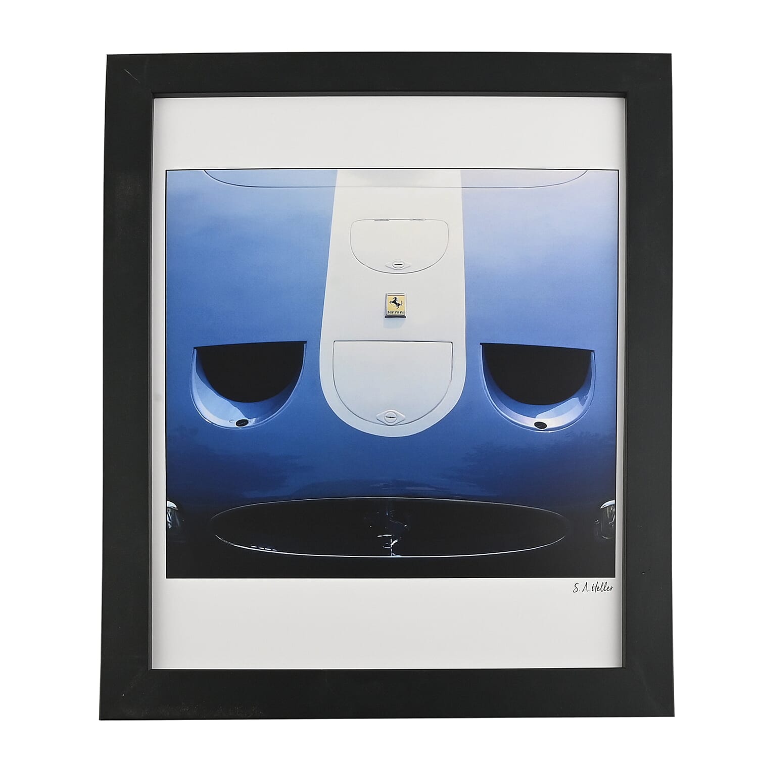 Blue Ferrari Classic Car Close-Up  14x18 framed Print