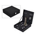 Black Velvet & MDF Jewelry Box with Latch Clasp 7.9"x7.9"x2.6") (11 Ring Slot, 6 Hooks for Necklace, Pocket) - Sticky add to cart bar