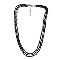 100.30 ctw Natural Thai Black Spinel Beads Necklace 18 Inches in Platinum Over Sterling Silver
