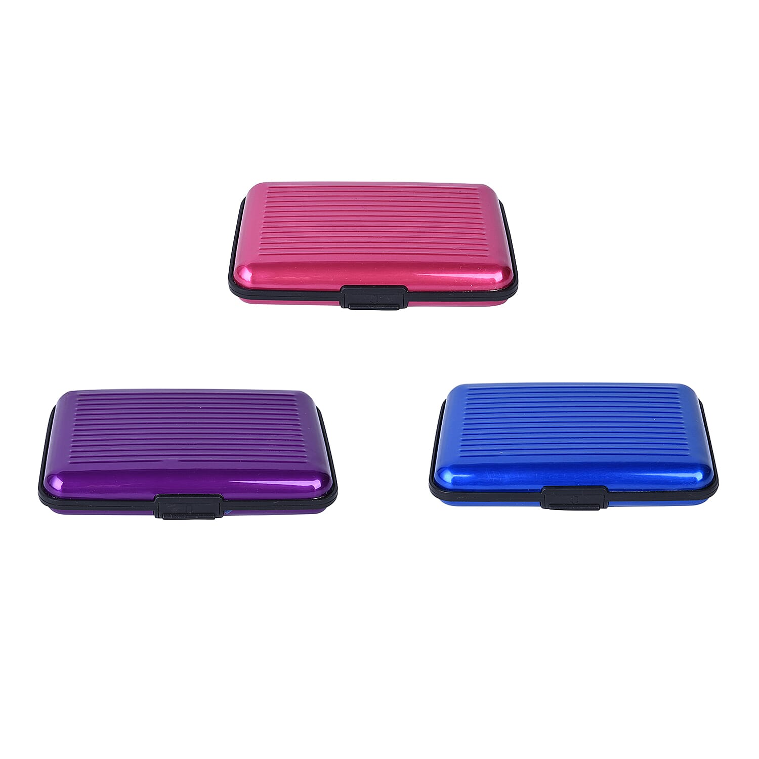 Set of 3 Black, Silver and Red Alumium RFID Blocking Card Holder (4.33x2.76x0.87) (1)