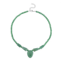 Green Aventurine Princess Necklace 18-20 Inches in Stainless Steel 196.50 ctw