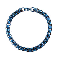 Box Chain Bracelet in ION Plated Blue Stainless Steel (8.00 In) 27 Grams