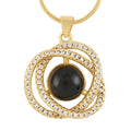 Simulated Magic Color Topaz and Simulated White Diamond Rings of Saturn inspired Pendant Necklace in Goldtone 20-22 Inches - Sticky add to cart bar