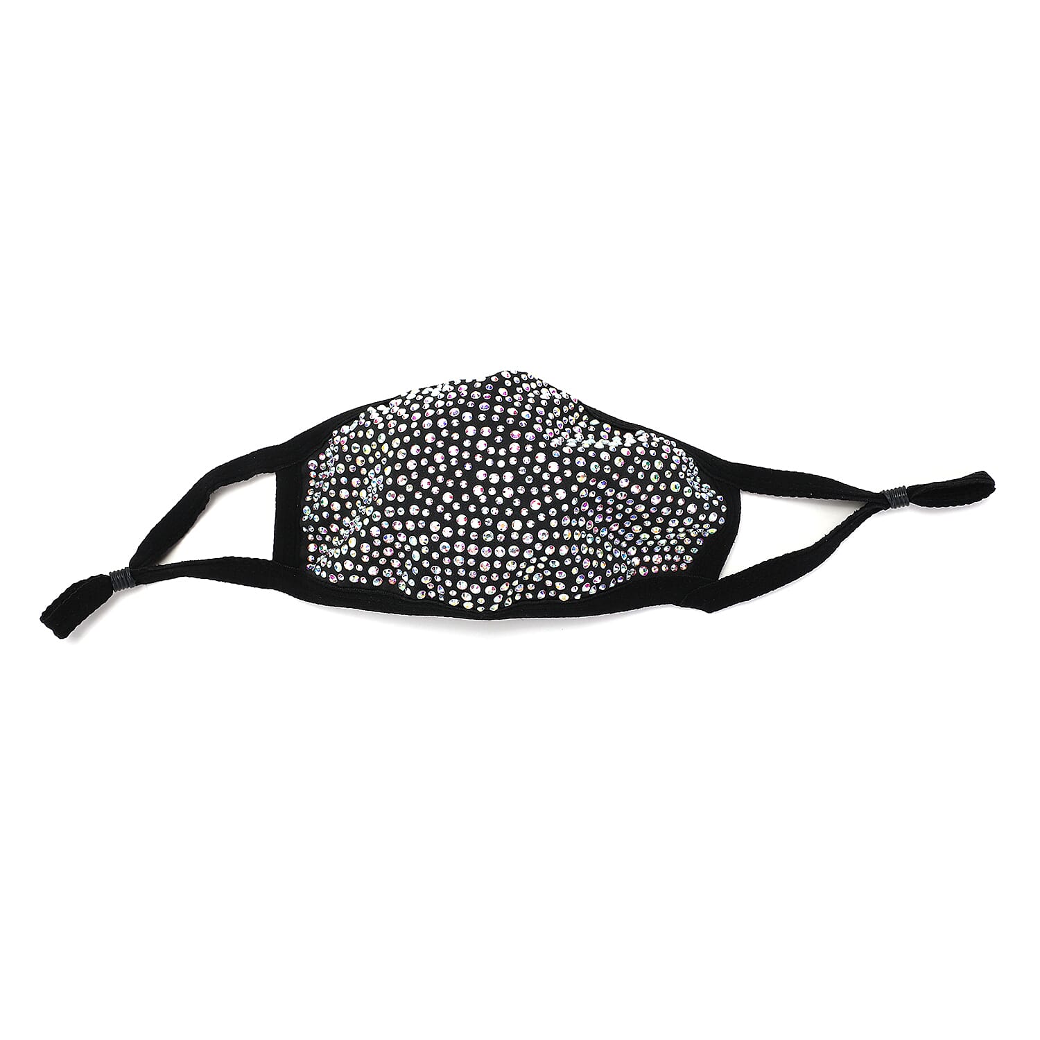 Black with Sparkling Crystal Aurora Borealis 2 Ply Fashion Mask (Non-Returnable)