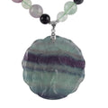 Multi Fluorite Wolf Pendant Necklace 18 Inches in Rhodium Over Sterling Silver 313.00 ctw - Sticky add to cart bar