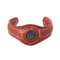 100% Genuine Leather Cuff Bracelet with Lapis Lazuli (7.20 in) - Sticky add to cart bar