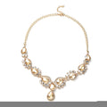 Simulated Champagne Diamond and White Austrian Crystal Necklace 20-22 Inches in Goldtone - Sticky add to cart bar