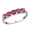 Niassa Ruby (FF) 5 Stone Ring in Platinum Over Sterling Silver, Wedding Band Ring For Women (Size 5.0) 2.00 ctw - Sticky add to cart bar