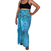 Handmade Black Leaf Motif Pattern 100% Rayon Sarong (66.9x47.2)