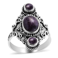 Bali Legacy 5.85 ctw Indian Star Ruby Ring in Sterling Silver (Size 8.0) 8 Grams