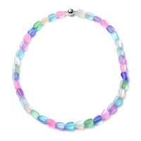 Simulated Multi Color Mystic Topaz Beaded Necklace 20 Inches in Silvertone