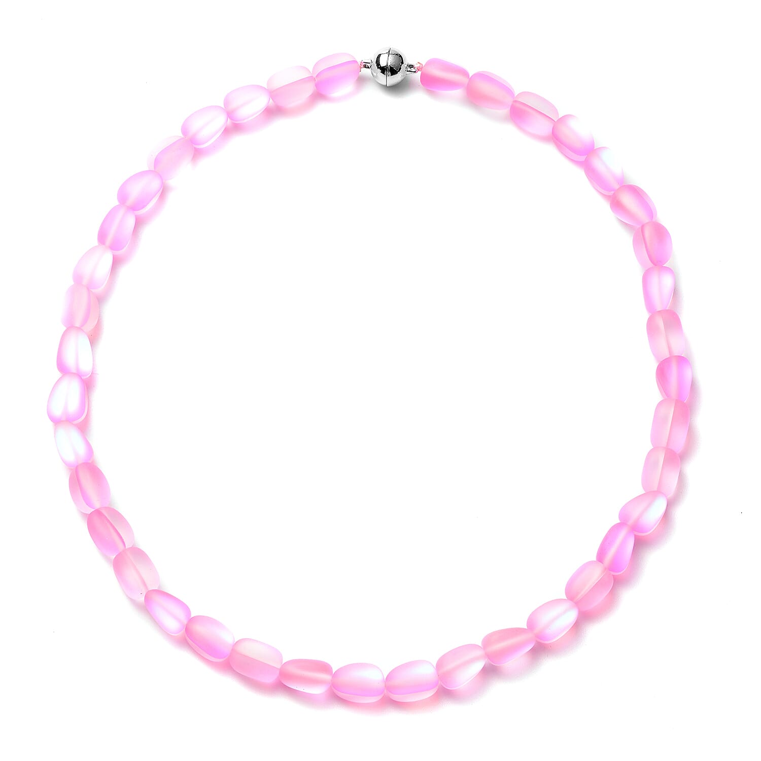 Simulated Multi Color Mystic Topaz Beaded Necklace 20 Inches in Silvertone