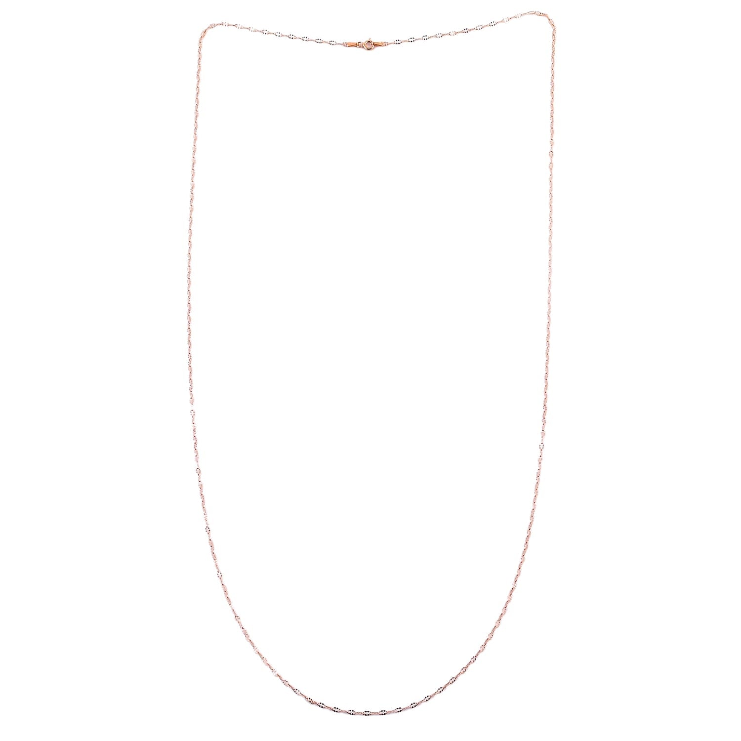 Italian Oval Daisy Chain 36 Inches in 14K Rose Gold  Over Sterling Silver 3.20 Grams