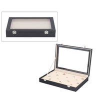 Black Leatherette Paper 150 Slot Rings and Earrings Box with Anti Tarnish Lining & Latch Clasp