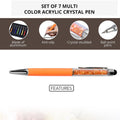 Set of 7, 2 in 1 Ball Point Pen with Crystal Stone - Sticky add to cart bar