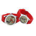 DISNEY Set of 2 Japanese Movement Mickey Mouse Antique Red Silicone Strap His & Hers Gift Set Watches (34mm) (44mm) - Sticky add to cart bar