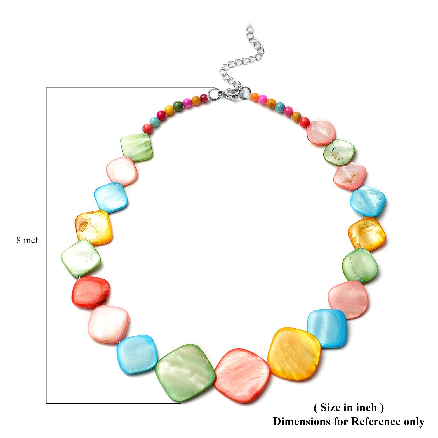 Multi Color Shell Pearl Necklace 18-20 Inches in Stainless Steel - Pride Necklace