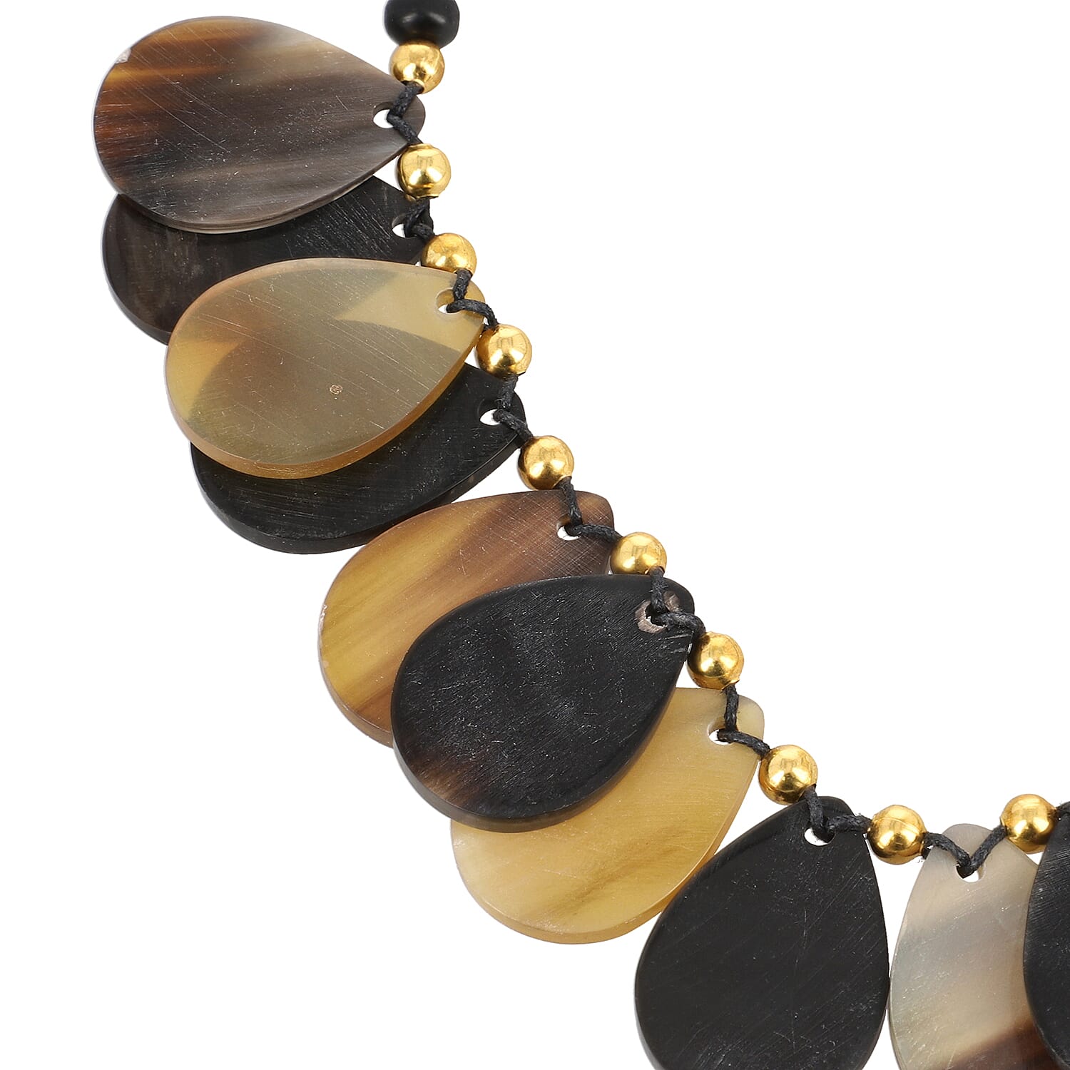 Brown and Black Genuine Buffalo Horn Necklace 15 Inches