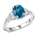 London Blue Topaz and Natural White Zircon Ring in Platinum Over Sterling Silver (Size 8.0) 2.50 ctw - Sticky add to cart bar