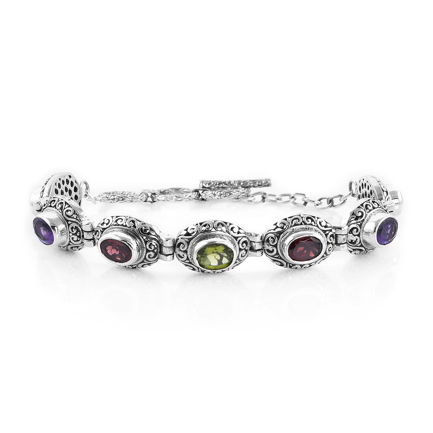 Bali Legacy Multi Gemstone Bracelet in Sterling Silver (7.50 In) 6.60 ctw
