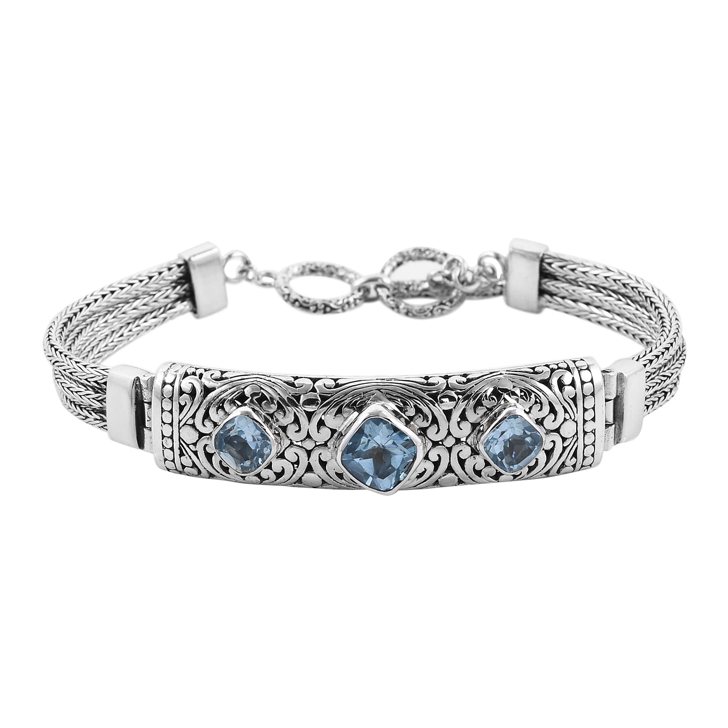BALI LEGACY Amethyst Bracelet in Sterling Silver (7.50 In) 32 Grams 4.50 ctw
