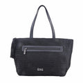 DOWA Black 100% Nylon with Leather Handwoven Tote Bag - Sticky add to cart bar
