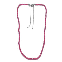 77.20 ctw Ilakaka Hot Pink Sapphire Beads Necklace 18 Inches in Platinum Over Sterling Silver