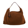 DOWA Brown 100% Nylon with Leather Handwoven Tote Bag - Sticky add to cart bar