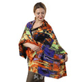 Blue Abstract Print Pattern Cotton Scarf (26"x70") - Sticky add to cart bar