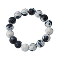 Black White Agate 12mm Beaded Stretch Bracelet 150.00 - Sticky add to cart bar