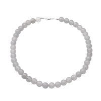 250.00 ctw Enhanced Grey Chalcedony Beads Necklace 18 Inches in Sterling Silver