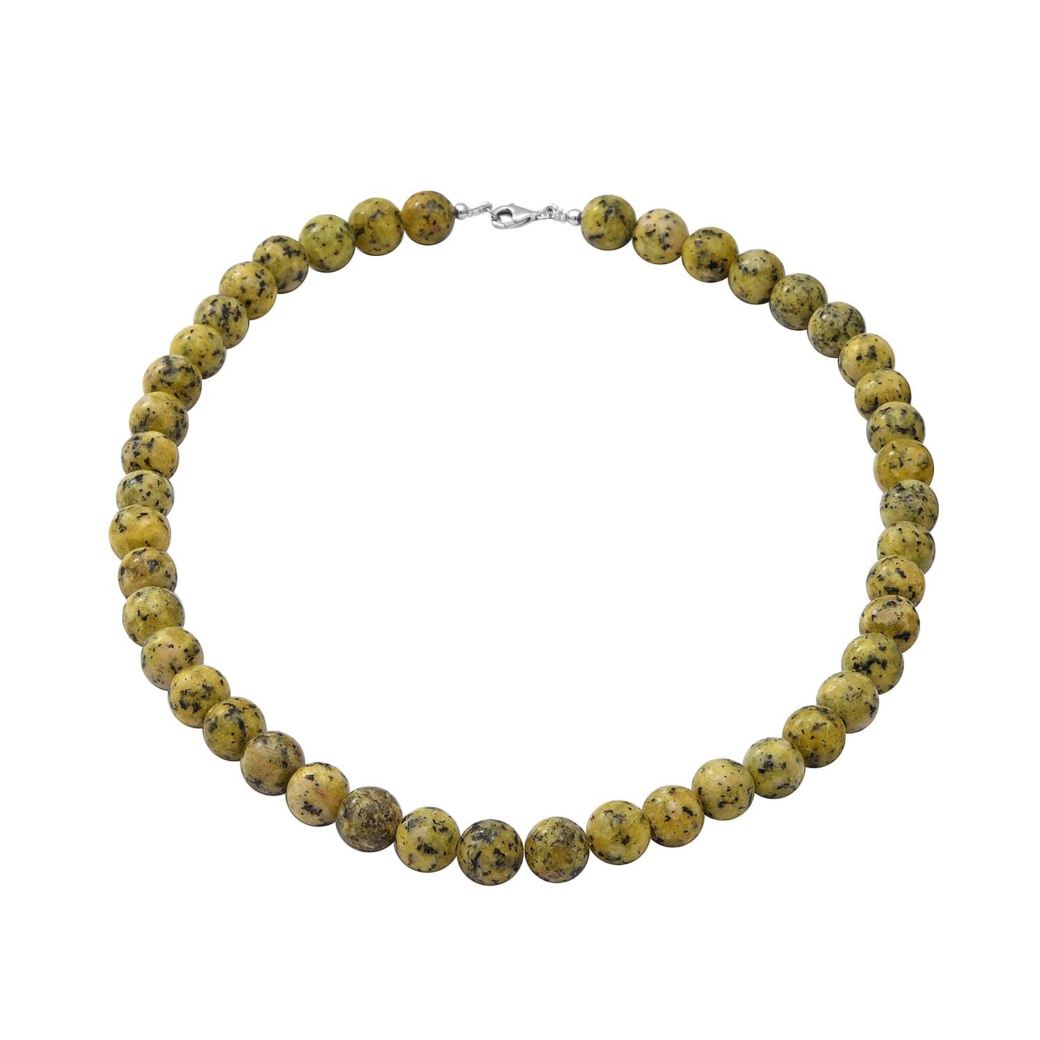 250.00 ctw Bumble Bee Jasper Beads Necklace 18 Inches in Sterling Silver (1)