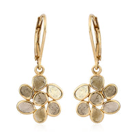 Artisan Crafted Polki Yellow Diamond Lever Back Earrings in 14K Yellow Gold Over Sterling Silver 1.00 ctw