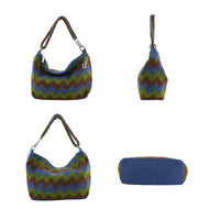 DOWA Light Green, Red and White 100% Nylon Handwoven Shoulder Bag (18.5x5.12x11.42)
