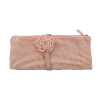 DOWA Dark Blue 100% Nylon Handwoven with Leather Clutch