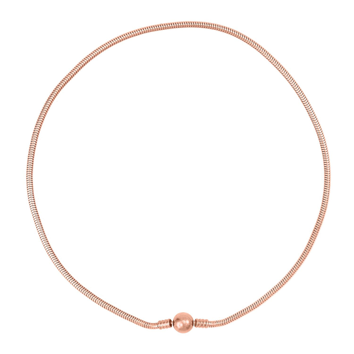 Snake Chain 18 Inches in ION Plated Rose Gold Stainless Steel with Round Shape Lock