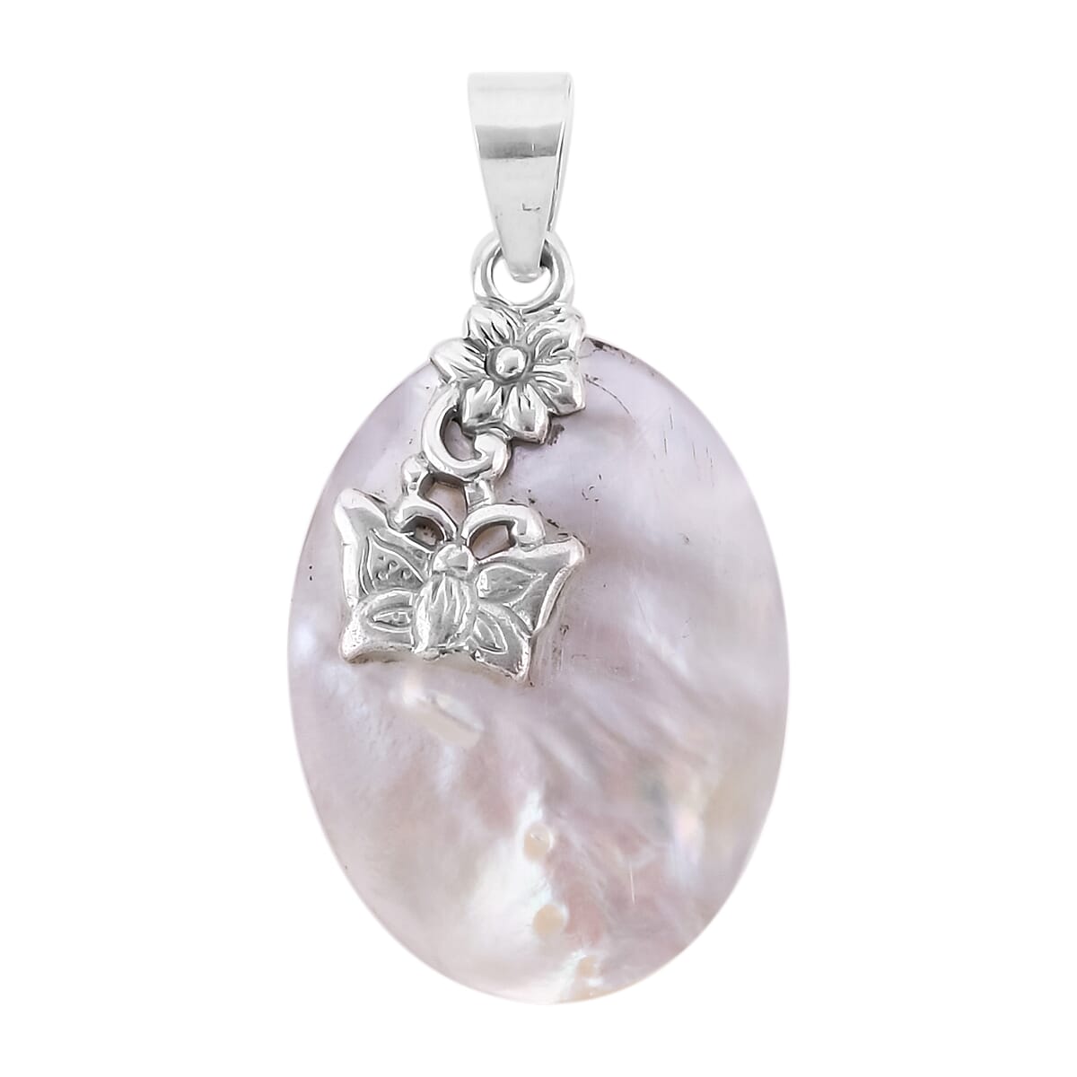 Sponge Coral Butterfly Charm Pendant in Sterling Silver