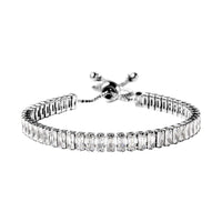 Simulated White Diamond Bolo Bracelet in Silvertone