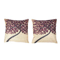 HOMESMART Set of 2 Beige & Burgundy Floral Tree Pattern 100% Polyester Cushion Cover - Sticky add to cart bar
