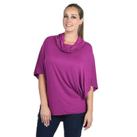JOVIE Magenta Loose Drape Cowl Neck Top (S)