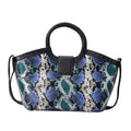 Hong Kong Closeout Collection Black, Blue and Green Snakeskin Print Genuine Leather Convertible Bag (16"x5"x8.66") - Sticky add to cart bar