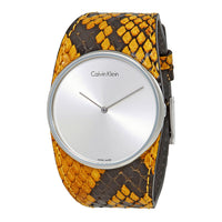 CALVIN KLEIN Spellbound Swiss Movement Blue Snake Embossed Genuine Leather Strap Watch in Stainless Steel (39mm)