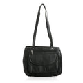 Black Genuine Leather Tote Shoulder Bag (12"x4"x9.25") - Sticky add to cart bar