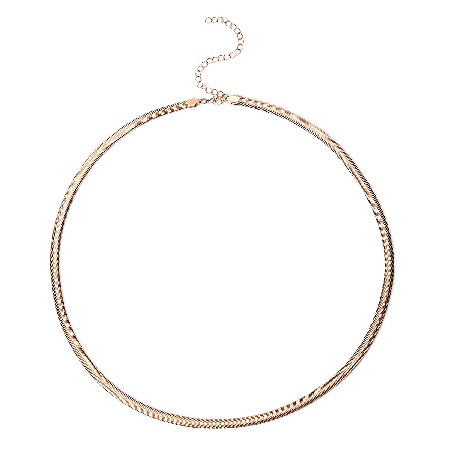 Flat Snake Necklace 26-30 Inches in ION Plated RG Stainless Steel 21.40 Grams